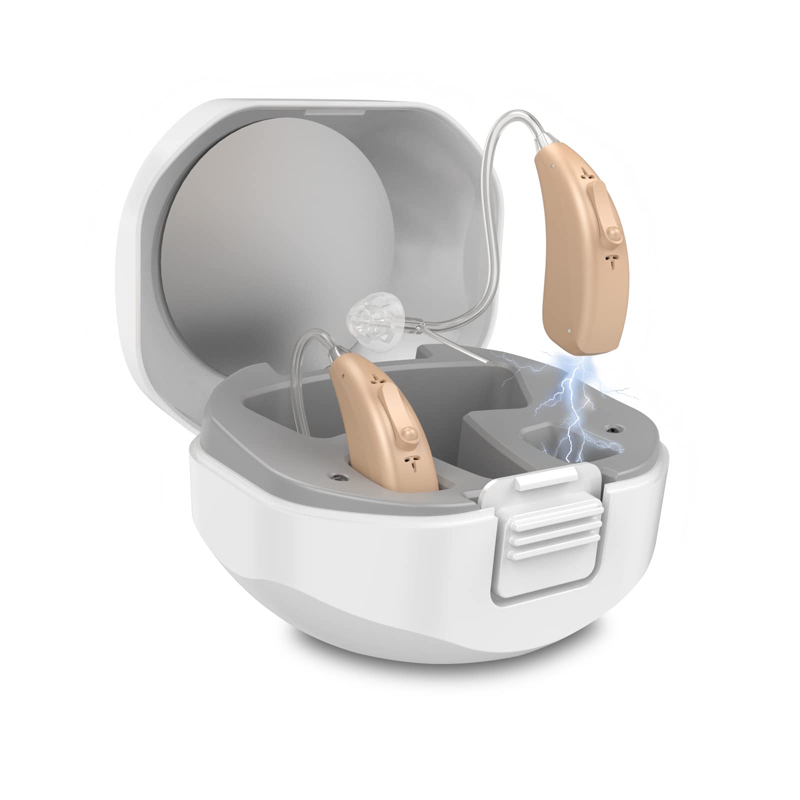 Photo 1 of ***FACTORY SEALED***vRechargeable Hearing Aids for Seniors Severe Hearing Loss Earrck Hearing Amplifier with Noise Cancelling BTE Hearing Aid with Volume Control Dual Micphone (Beige)