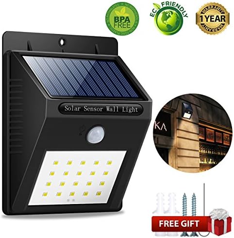 Solar Lights Outdoor, Wireless 20 LED Motion Sensor Solar Lights Waterproof Security Lights Solar Lights Outdoor Motion Sensor Lights Outdoor Lights for Deck, Yard, Patio, Garden, Fence, Driveway