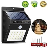 Solar Lights Outdoor, Wireless 20 LED Motion Sensor Solar Lights Waterproof Security Lights Solar Lights Outdoor Motion Sensor Lights Outdoor Lights for Deck, Yard, Patio, Garden, Fence, Driveway