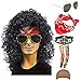 70s 80s 90s Men's Disco Halloween Rock Star Heavy Metal Wig Set Packet of 6 (Set-1)