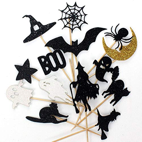 14PCS Halloween Dessert Decoration Topper Set Witch Spider Set Halloween Cake Decoration