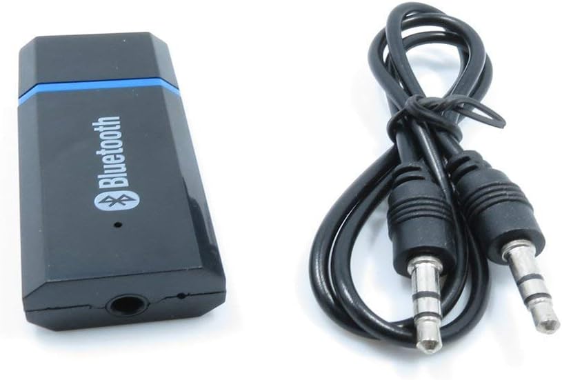 DHMXDC USB Bluetooth Car Kit Wireless Audio Music Receiver Adapter 3.5mm Stereo Output for Headphones Portable Speakers and Car Stereo Systems - Black