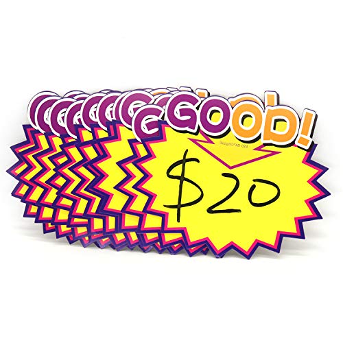 Omitfu 6.6 Inch x 5.3 Inch Starburst Sign Cards Price Burst Signs Retail Display Sales Tags Blank 50 Pcs Cards