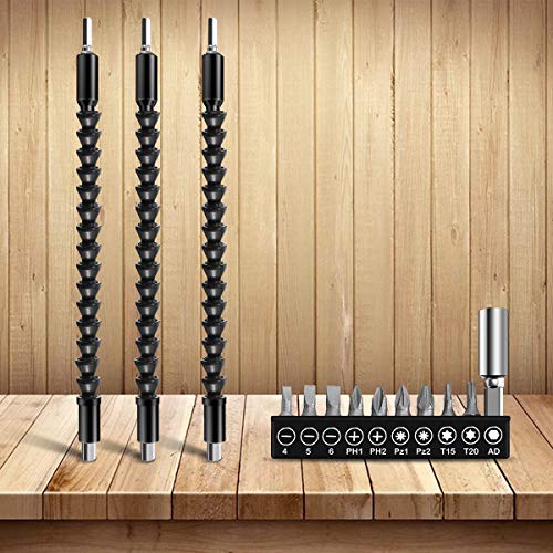 13 pcs LIUMY Flexible Extension Soft Shaft, Drill Bit Extension Shaft Set, 11.8 Inches Magnetic Hex Screwdriver Soft Shafts, for Electrical Screwdriver or Batch Head Connecting Rod Multi-angle Work