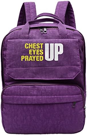 Chest Up Eyes Up Prayed Up Cristine Bag Men &amp; Women Leisure Backpack Travel School Bag For Hiking Camping Daypack Purple