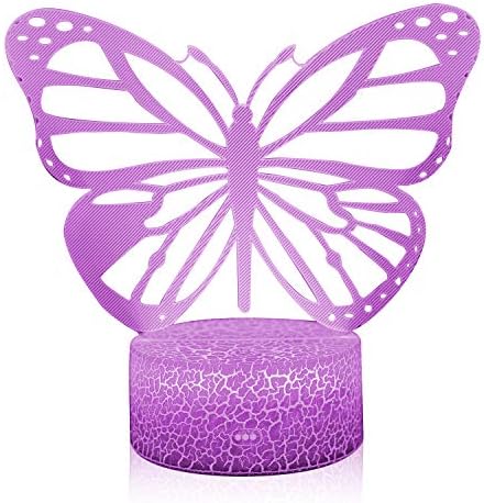 Butterfly Night Light, 3D Illusion Lamp with Remote Control&Smart Touch,16 Colors Changing Room Decorative Birthday Gift for Mom Kids Girls