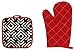 ThisWear for Nana Everything is Better in Nana's Kitchen Funny Aprons 3-Piece Cooking Apron Set with Oven Mitt and Pot Holder Funny Apron Black Greek Square
