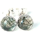 Rutilated Quartz Stud Earrings, One of a Kind Jewelry