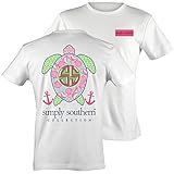 Simply Southern Tees Short Sleeve Preppy Turtle Shells White Small