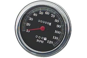 Biker's Choice FL Type Speedometer with Domed Glass (120Mph Black Face) Compatible with 91-95 Harley FLSTC