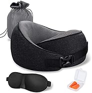 MLVOC Travel Pillow 100% Pure Memory Foam Neck Pillow, Comfortable & Breathable Cover, Machine Washable, A