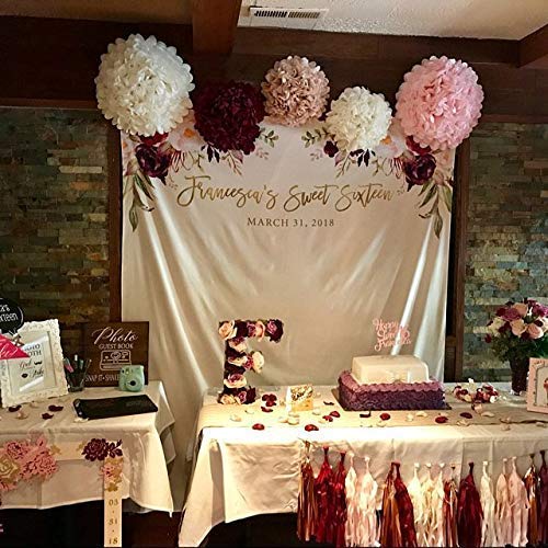 Monkey Home 20 Pcs Tissue Paper Pom Poms Kit (14", 10", 8", 6" Paper Flowers) for Birthday,Wedding,Baby Shower,Bachelorette, Nursery Decor (Burgundy, Peach, Ivory, Gold)