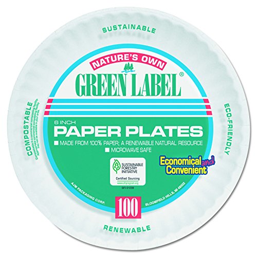 AJM Packaging Corporation PP6AJKWH Uncoated Paper Plates, 6 Inches, White, Round, 10 Packs of 100  (Case of 1000)