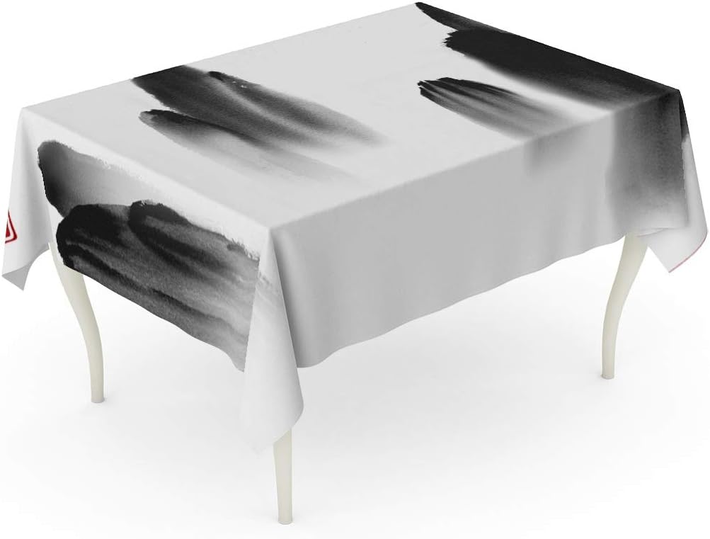 Amazon Com Tarolo Rectangle Tablecloth 60 X 102 Inch Watercolor Asia High Mountains In Mist Ink On Traditional Oriental Painting Sumi E U Sin Go Hua Hieroglyph Clarity Table Cloth Home Kitchen