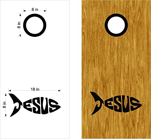 Jesus Fish Christian Cornhole Board Wrap Decals Stickers Bean Bag Toss With Rings