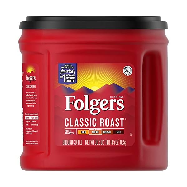 Folgers Classic Roast Medium Roast Ground Coffee, 30.5 Ounces (Pack of 6) Uptime Coffee