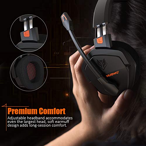 Gaming Headset, NUBWO Gaming Headphones for Xbox One PS4 PC Stereo Surround Noise Cancelling Over Ear Gaming Headphones with Mic, Bass Surround Soft Memory Earmuffs for Computer Laptop Switch Games - Thumbnail 2