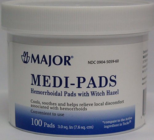 Medi-Pads Maximum Strength With Witch Hazel Hemorrhoidal Hygienic Cleansing Pads 100 Ct per Jar Compare to Tucks Pads