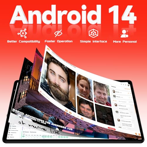 Android 14 Tablet 10.1 inch Tablets,20GB RAM 128GB ROM 1TB Expand,Octa-Core Processor,Dual Camera,WiFi 6,Bluetooth 5.0,6000mAh Long Battery Life with Keyboard/Mouse-Black