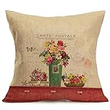 Gotd Multicolor Pillow Flower Letters Series Pillow Christmas Decorations Decor Square Linen Blend Christmas Pillow Case Sofa Waist Throw Pillow Cushion Cover (Style 3)