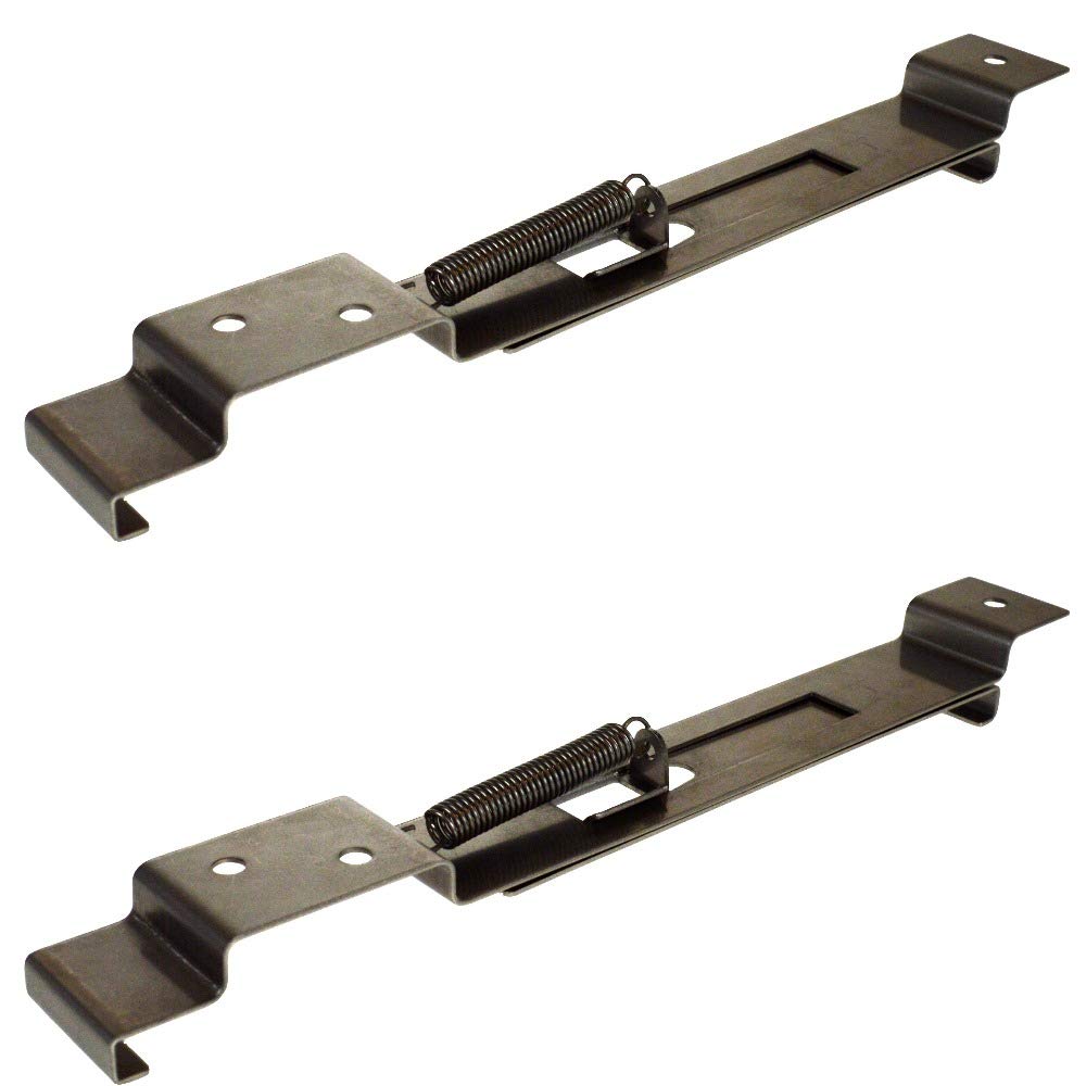 BITS4REASONS - 2 X (1 PAIR) SQUARE RECTANGLE TRAILER NUMBER PLATE HOLDERS CLIPS LICENSE PLATE BRACKETS STAINLESS SPRING LOADED STEEL - ADJUSTABLE UK SIZE PLATE 18-21 CM (180-210 MM) DEPTH