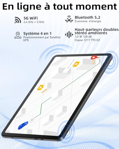 Tablette 12 Pouces avec clavier｜ Android 16 avec Gemini AI｜ 36GB RAM + 256GB ROM (2TB TF)｜2000*1200 Écran HD 90Hz｜ Octa-core Unisoc T7250｜ Caméra 8MP+20MP｜ Face ID｜ Widevine L1｜ 9000mAh｜ GPS (Gris)