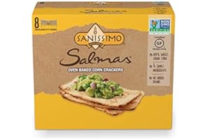 Sanissimo Salmas Oven Baked Corn Crackers, 100% Whole Grain Corn, Gluten Free, Non-GMO Project Verified, 8 Individually Wrapped Snack Packs (3 Crackers Each)