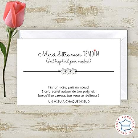 Uvacn Carte De Voeux Merci D Etre Mon Temoin Bracelet Porte