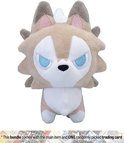 Lycanroc [Midday Form]: ~6" Pokemon Center Japan Pokémon Doll Plush + 1 Pokemon Trading Card Bundle