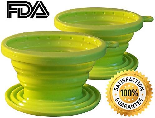 2-Pack Silicone Collapsible Single Cup Coffee Maker - Cone Filter Holder & Drip Brewer for Camping, Hiking, Backpacking and Outdoor Use