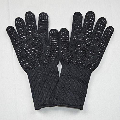 BBQ Microwave Oven Work Gloves,Food Grade Double-deck 932°F Heat Resistant Silicone Long Gloves With Fingers,Men Gardening Welding /Women Kitchen Cooking Glove Mitts For Barbecue Grilling Baking - Thumbnail 2