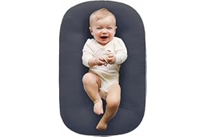 Baby Lounger Pillow,Loevin Baby Lounger for Newborn Cosleeping Baby Bed,Newborn Lounger for Boys & Girls 0-24 Months|Dark Gray