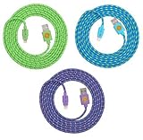 High Speed 2M Braided Lightning 8-Pin Cable Charger Cord for iPhone 6S, 6S Plus, 6 - BluPleGrn