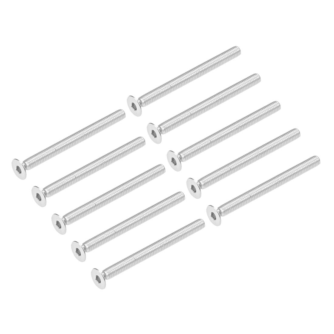 sourcing map M4x45mm Flat Head Machine Screws Inner Hex Screw 304 Stainless Steel Fasteners Bolts 30Pcs