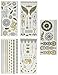 1 Sheet of Temporary Metallic Art Tattoo w/ Silver Gold Black Flash #YS-09#