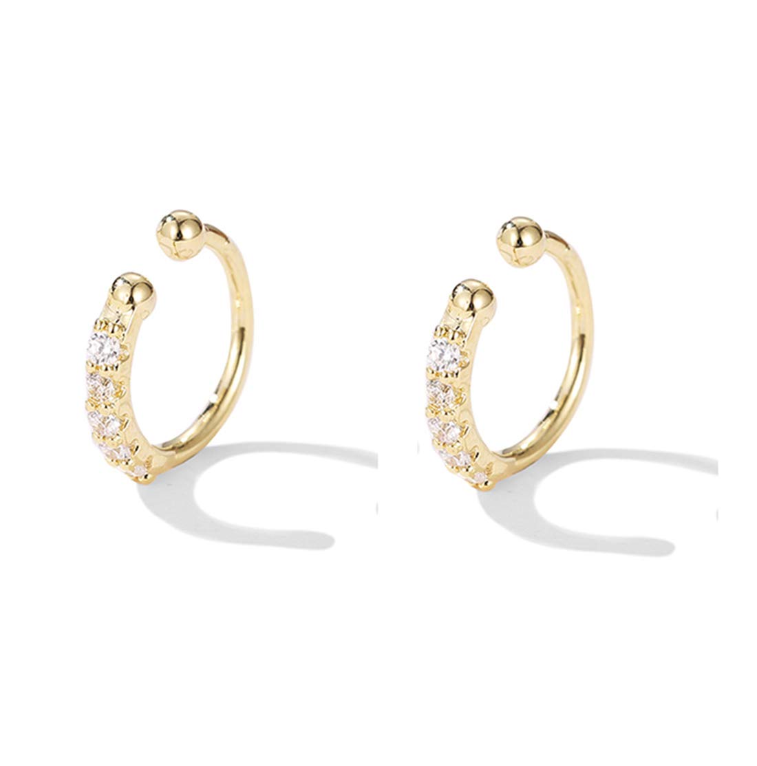 SLUYNZ Sterling Silver CZ Ear Cuff Clip On Earrings for Women No Piercing Cartilage Earrings