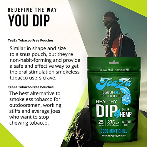 energy chewing tobacco TeaZa Herbal Energy Alternative with Hemp | Quit Chewing and Dipping Snuff  | Nicotine and Caffeine Free Herbal Energy Pouch (Cool Mint Chill, 1 Pack)  in Saudi Arabia