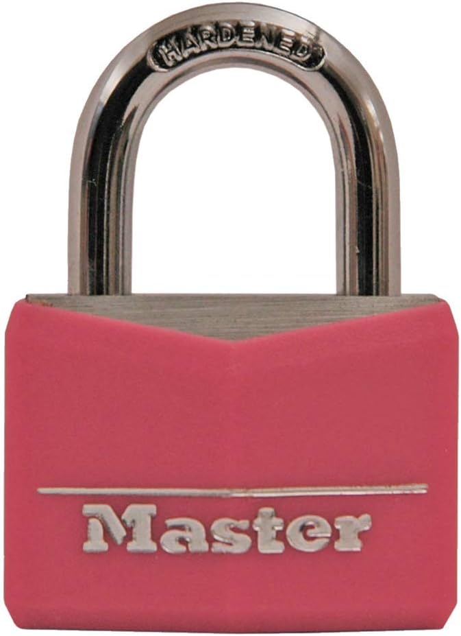 Master Lock 141D Covered Aluminum Keyed Padlock, 1 Pack, Black - Master Lock Solid Body Aluminum Padlock - 