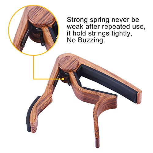 MOREYES Guitar Capo for Acoustic Guitar ,Ukelele, Electric Guitar,Bass with Wood Color Guitar Picks(GC-4 Rosewood) - Thumbnail 3