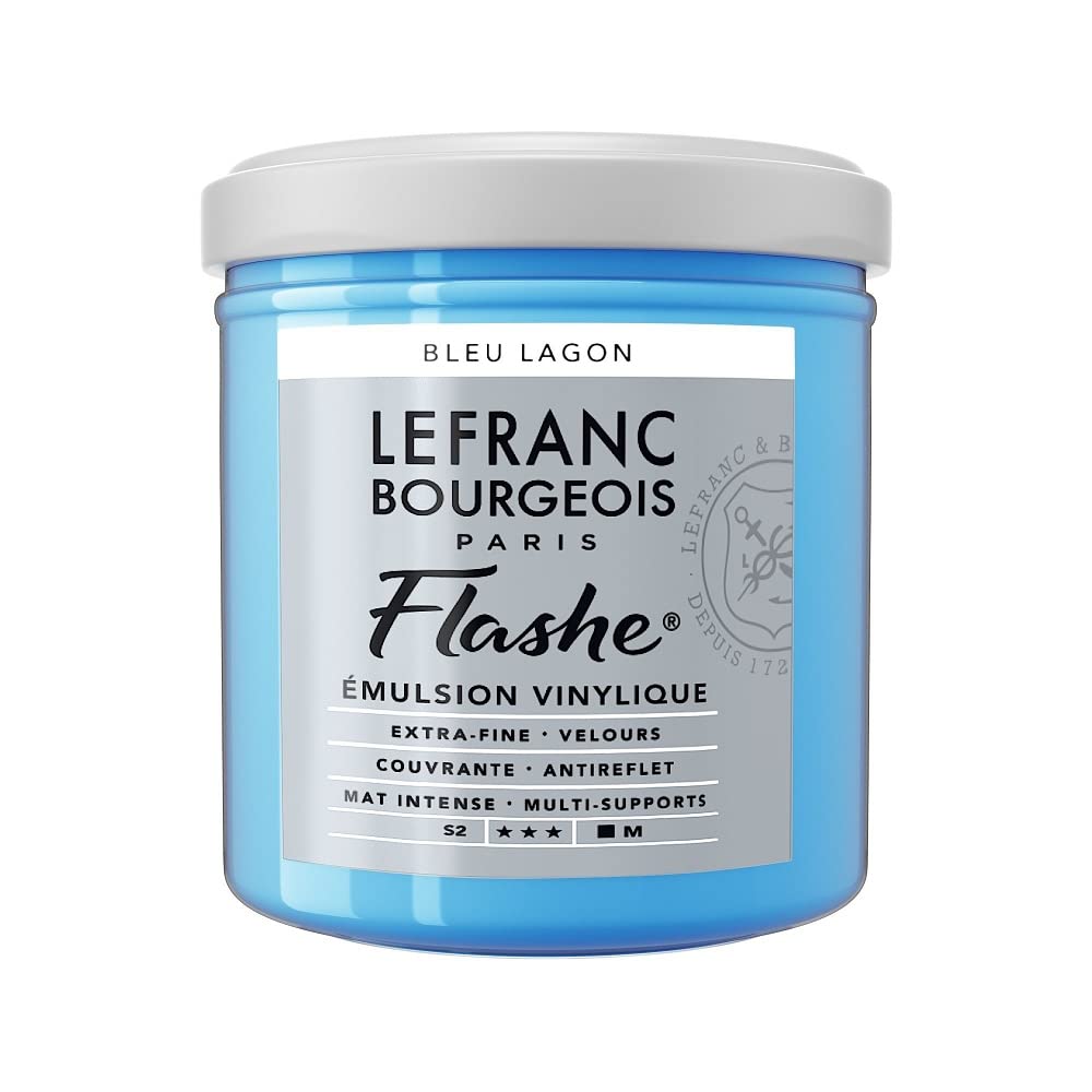 Lefranc Bourgeois Flashe, Extra-Fine Acrylic Vinyl Emulsion, Artists Quality, Lagoon Blue, 125ml Pot