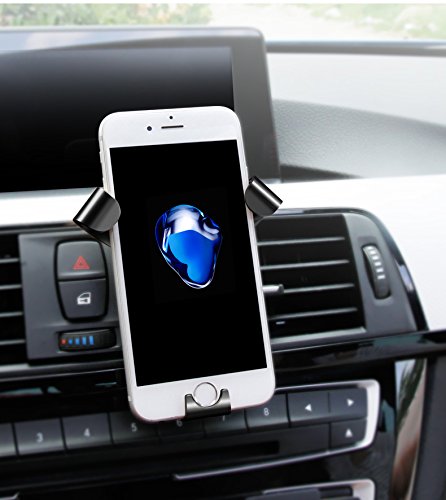 Car Air Vent Mount 360° Rotation Car Phone Holder with Gravity Linkage Design Automatically Tighten for 4-6 Inch Mobile Phone - Black