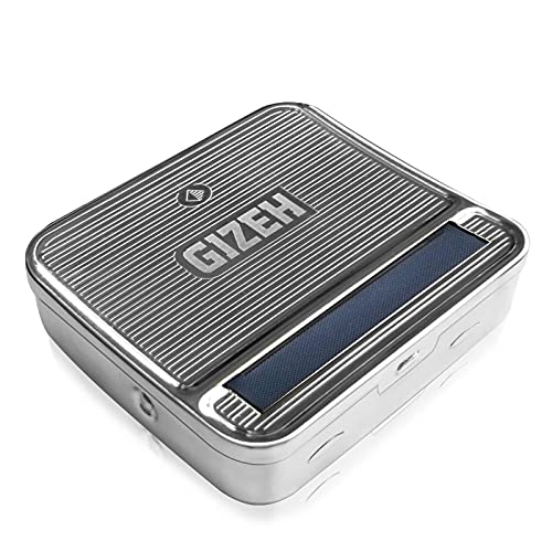 Automatic Rolling Box, Zooqi Cigarette Rolling Machine Portable Metal Box, Pocket Size Compact Weed Box for Rolling Tobacco, Smoking Roller and Storage Case (Silver)