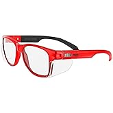 MAGID Y50 Safety Glasses, ANSI Z87.1, Anti-Fog UV Protection, Clear Lens, Side Shields, Red Frame, 1 Pair, Y50RDAFC