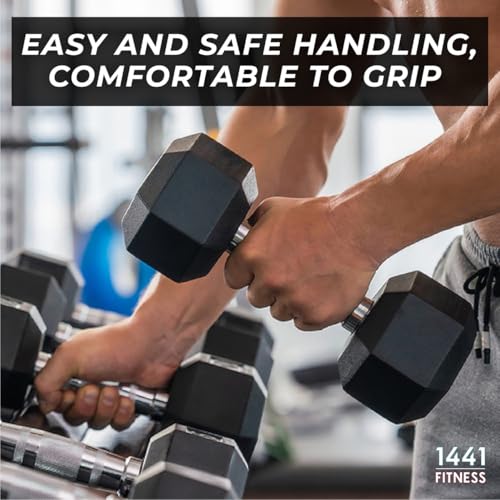 1441 Fitness Hex Dumbbell Set, Rubber Coated Cast Iron Hex Dumbbells for Strength Training, Full Body Workout and Home Gym Exercise, Strength Lifting Equipment (2.5 Kg to 50 KG)