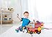 Wooden Pull Along Toy Box - Solid Wood Wagon Fire Truck (12X16X13 inches)