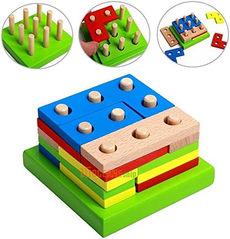 Kids Baby Wooden Geometry Block Puzzle Montessori Early Learning Educational Toy