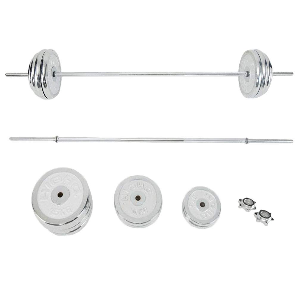 Adjustable Cast Iron Barbell Set for Men, 200lbs Home Gym Barbell Bar Weightlifting Fitness Equipment 1-Inch Workout Weight Sets