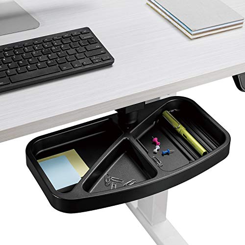 PUTORSEN® Vassoio per cassetto portaoggetti Girevole sotto scrivania, organizzatore per ripiano ergonomico sottotop Contiene Penne, matite, Carta e Altri Articoli per Ufficio