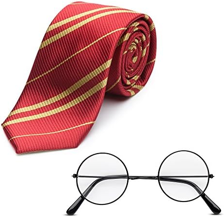 HiperSpeed Novelty Wizard Glasses and Red Striped Tie For Adult Costume Set - Great For Parties and Cosplay