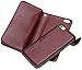 Valentoria Premium Vintage Leather Wallet Case Magnetic Detachable Slim Back Cover Card Holder Slot Wrist Strap (Brown)